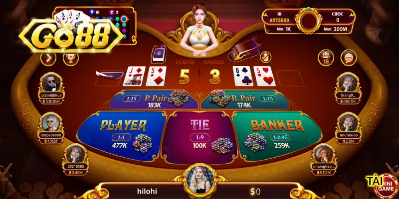 Tỷ lệ cược baccarat game Go88