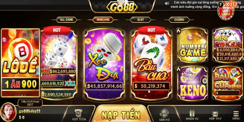 Khuyến mãi hoàn tiền hàng tuần Go88 sảnh casino 