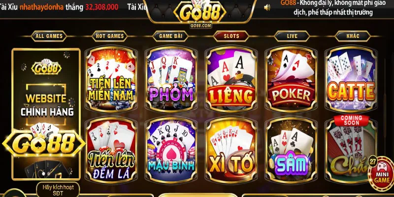 Giao diện vào game liêng Go88 