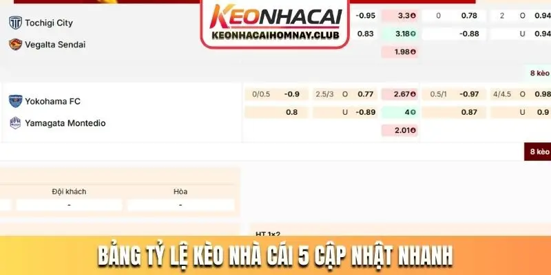 Bảng tỷ lệ kèo nhà cái 5 cập nhật nhanh